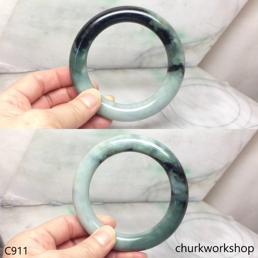 Large dark & light green jade bangle