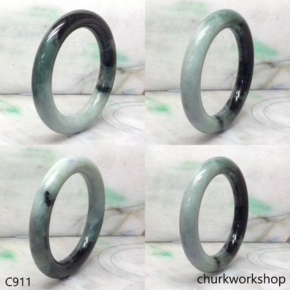 Large dark & light green jade bangle
