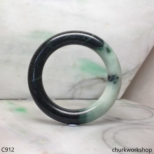 Large dark & light green jade bangle