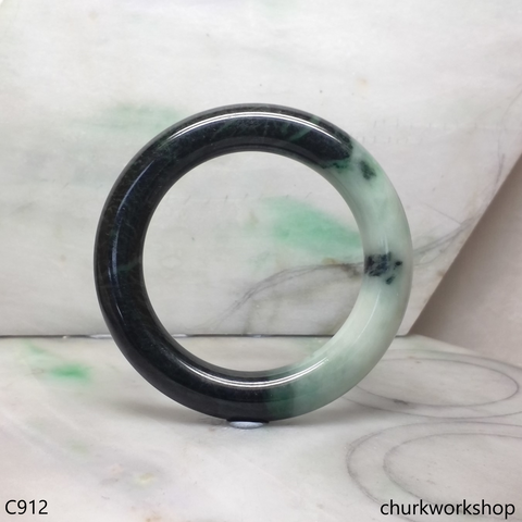 Large dark & light green jade bangle