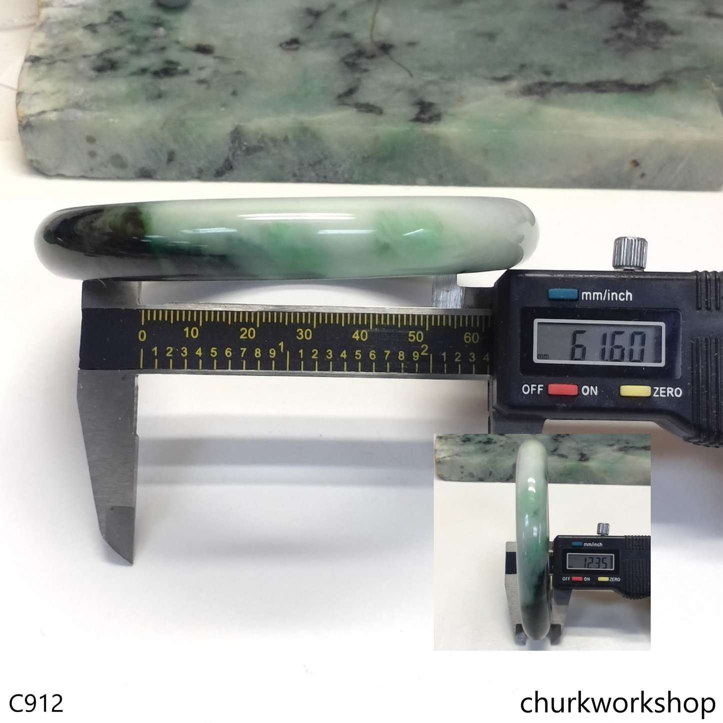 Large dark & light green jade bangle