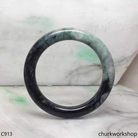 Large dark & light green jade bangle