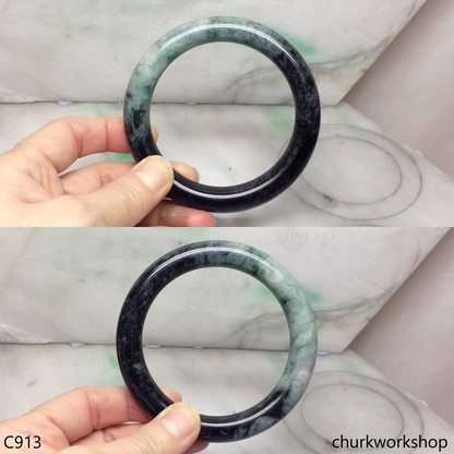 Large dark & light green jade bangle