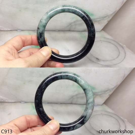 Large dark & light green jade bangle