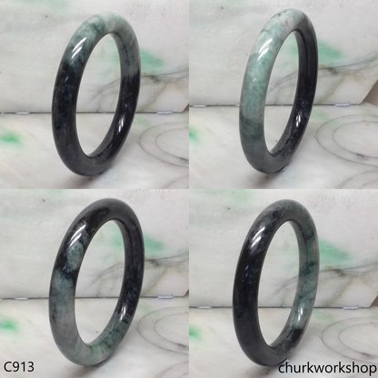 Large dark & light green jade bangle