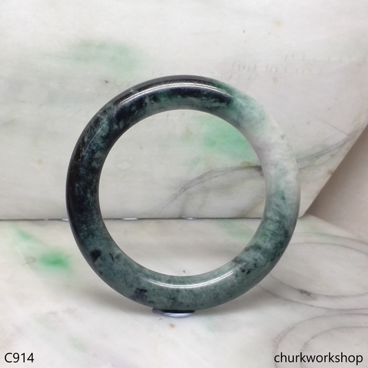 Large dark & light green jade bangle