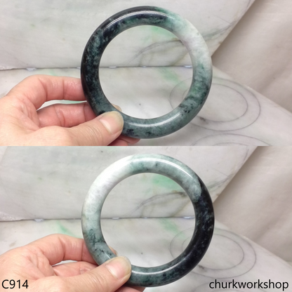 Large dark & light green jade bangle