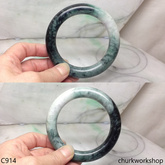 Large dark & light green jade bangle