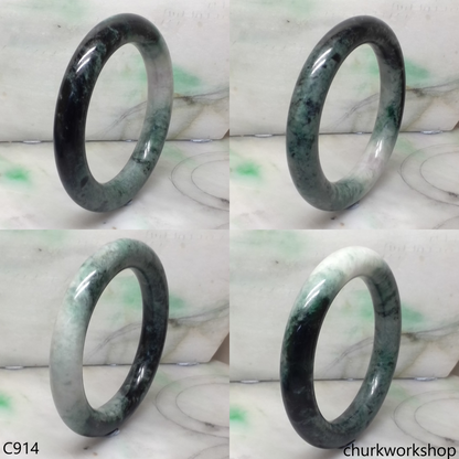 Large dark & light green jade bangle
