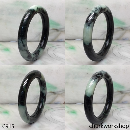 Large dark & light green jade bangle