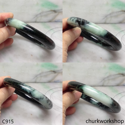 Large dark & light green jade bangle