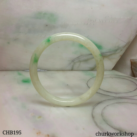 Pale green with splotches apple green jade bangle