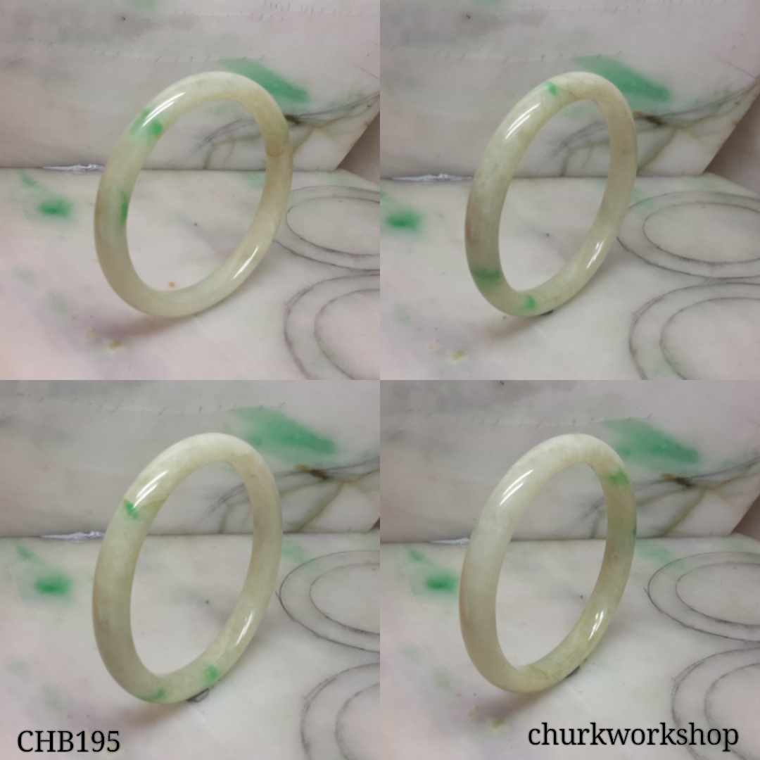 Pale green with splotches apple green jade bangle