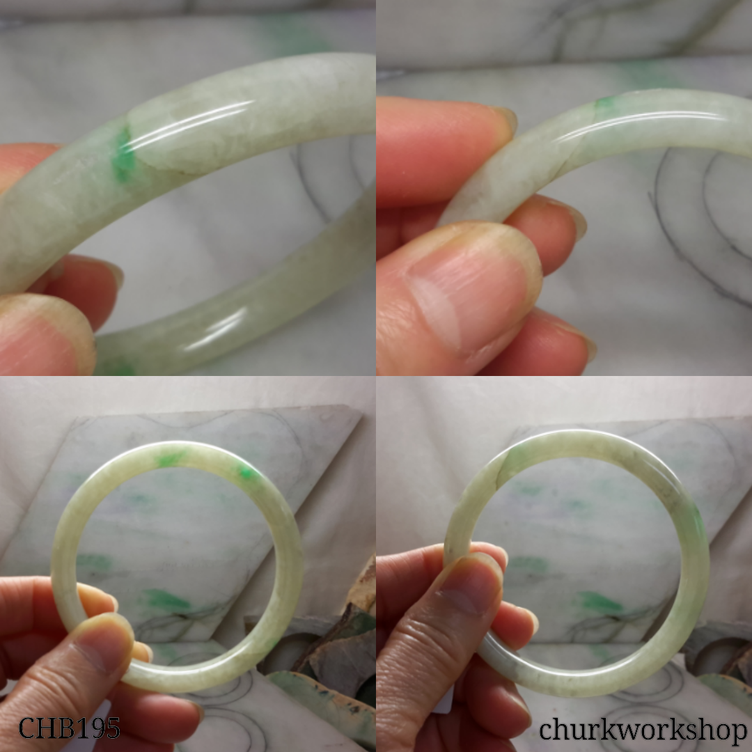 Pale green with splotches apple green jade bangle