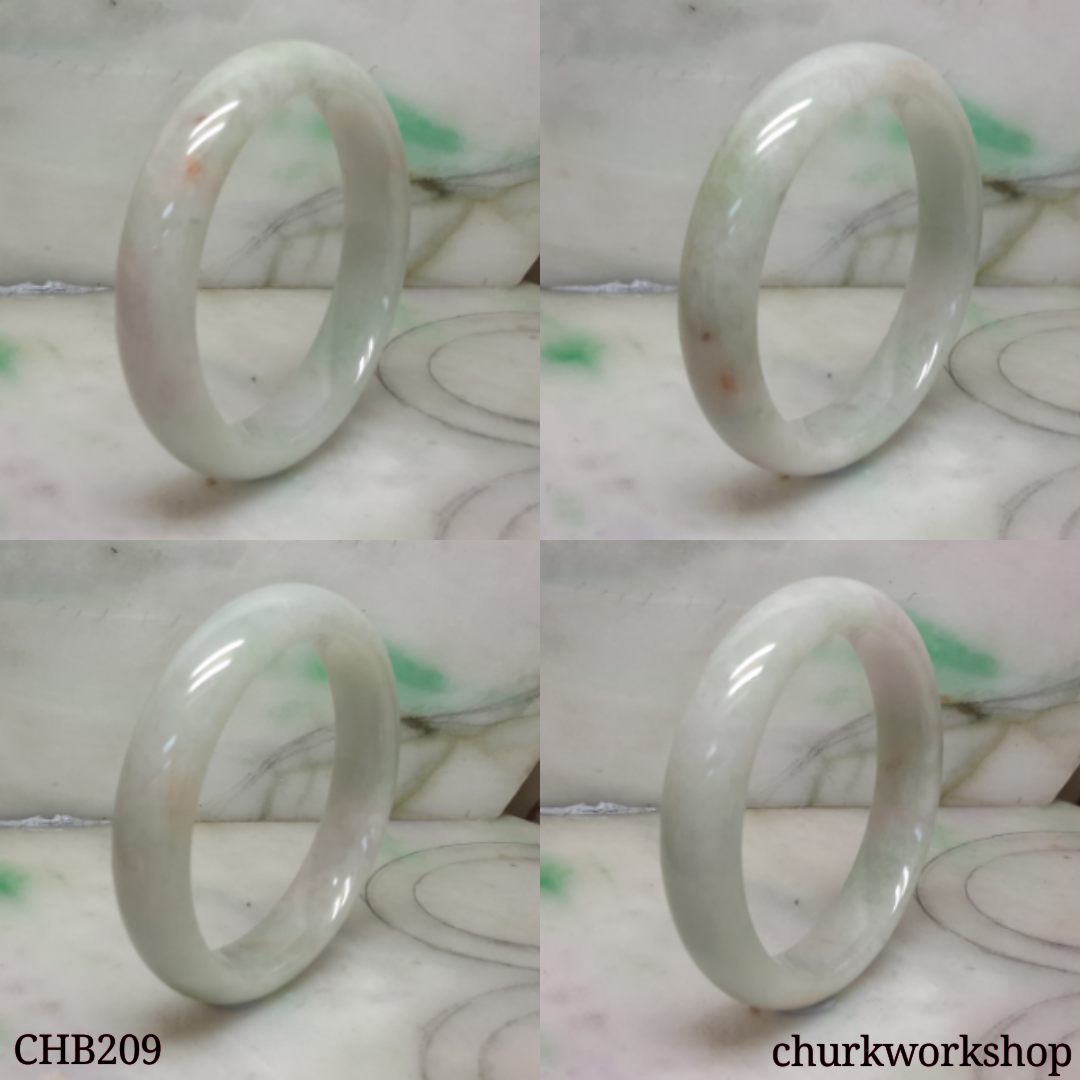 Pale green and lavender jade bangle