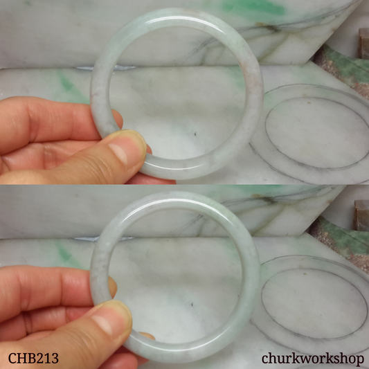 Pale green and lavender jade bangle