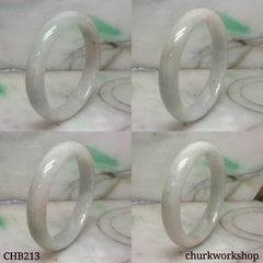 Pale green and lavender jade bangle