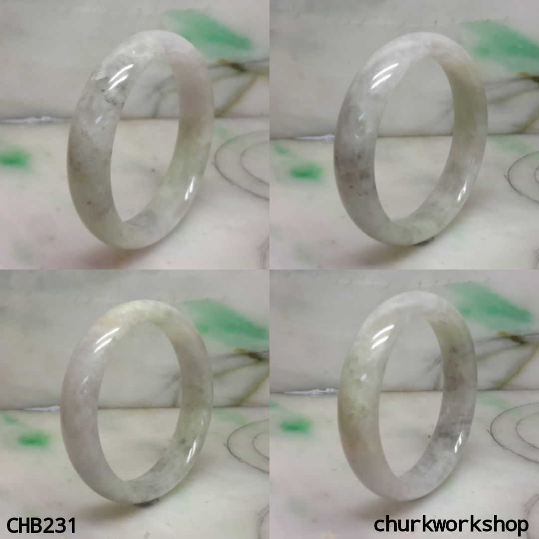 Small light green mix grayish lavender jade bangle