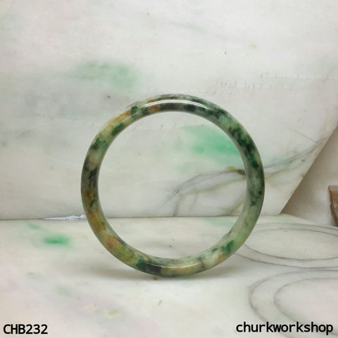 Multi color jade bangle, red & green jade bangle (Fu Lu Shou)