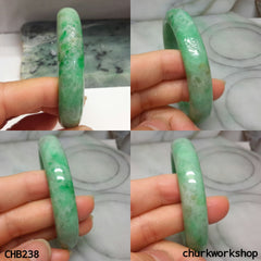 Green jade carved bangle