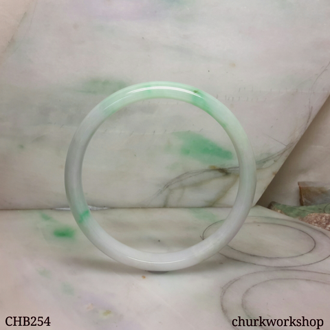 Extra large light green mix lavender jade bangle