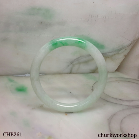 White base with apple green jade bangle