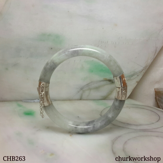 Grayish lavender hinged jade bangle