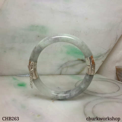 Grayish lavender hinged jade bangle