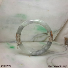 Grayish lavender hinged jade bangle