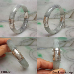 Grayish lavender hinged jade bangle