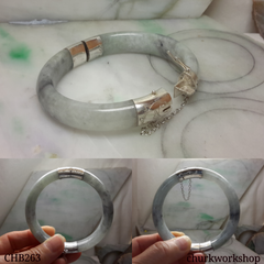 Grayish lavender hinged jade bangle