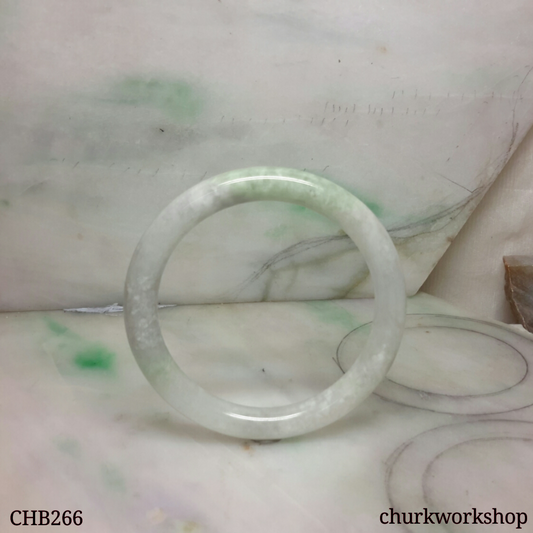White base with splotches green jade bangle