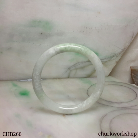 White base with splotches green jade bangle