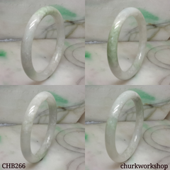 White base with splotches green jade bangle