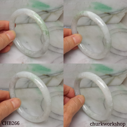 White base with splotches green jade bangle