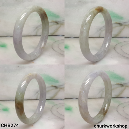 Grayish lavender with splotches brown jade bangle