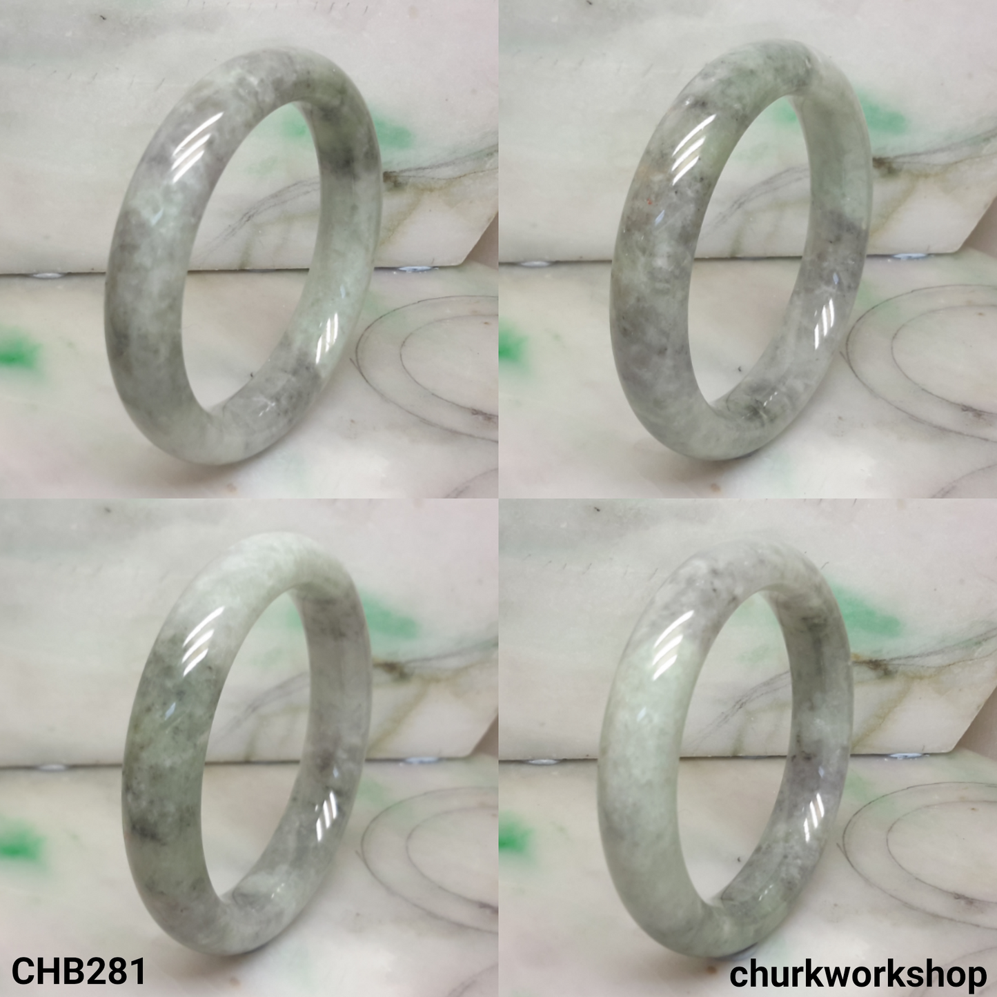 Grayish lavender large jade bangle