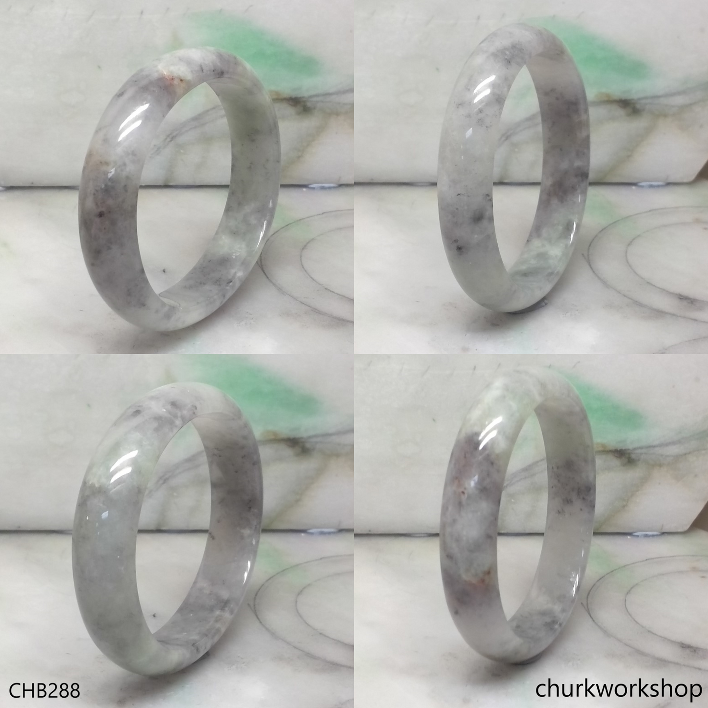 Grayish lavender oval jade bangle