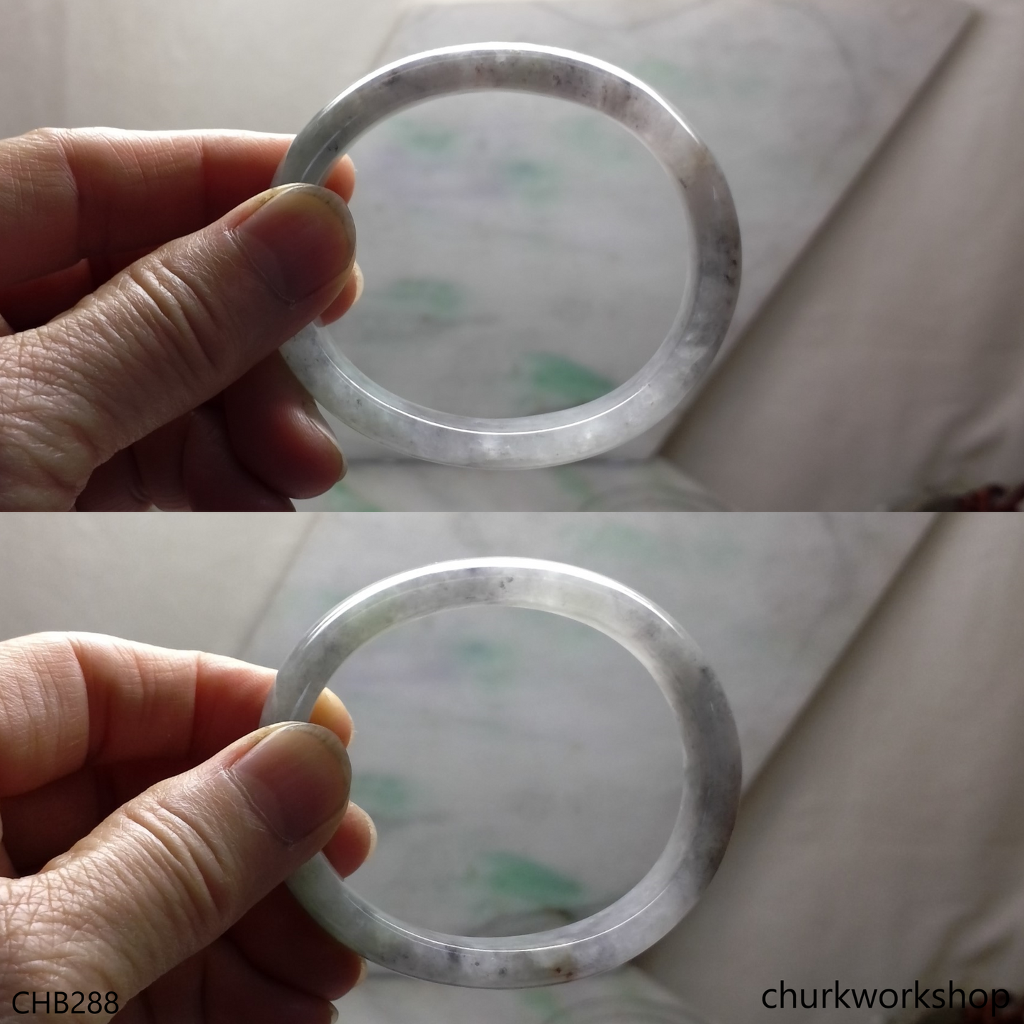 Grayish lavender oval jade bangle