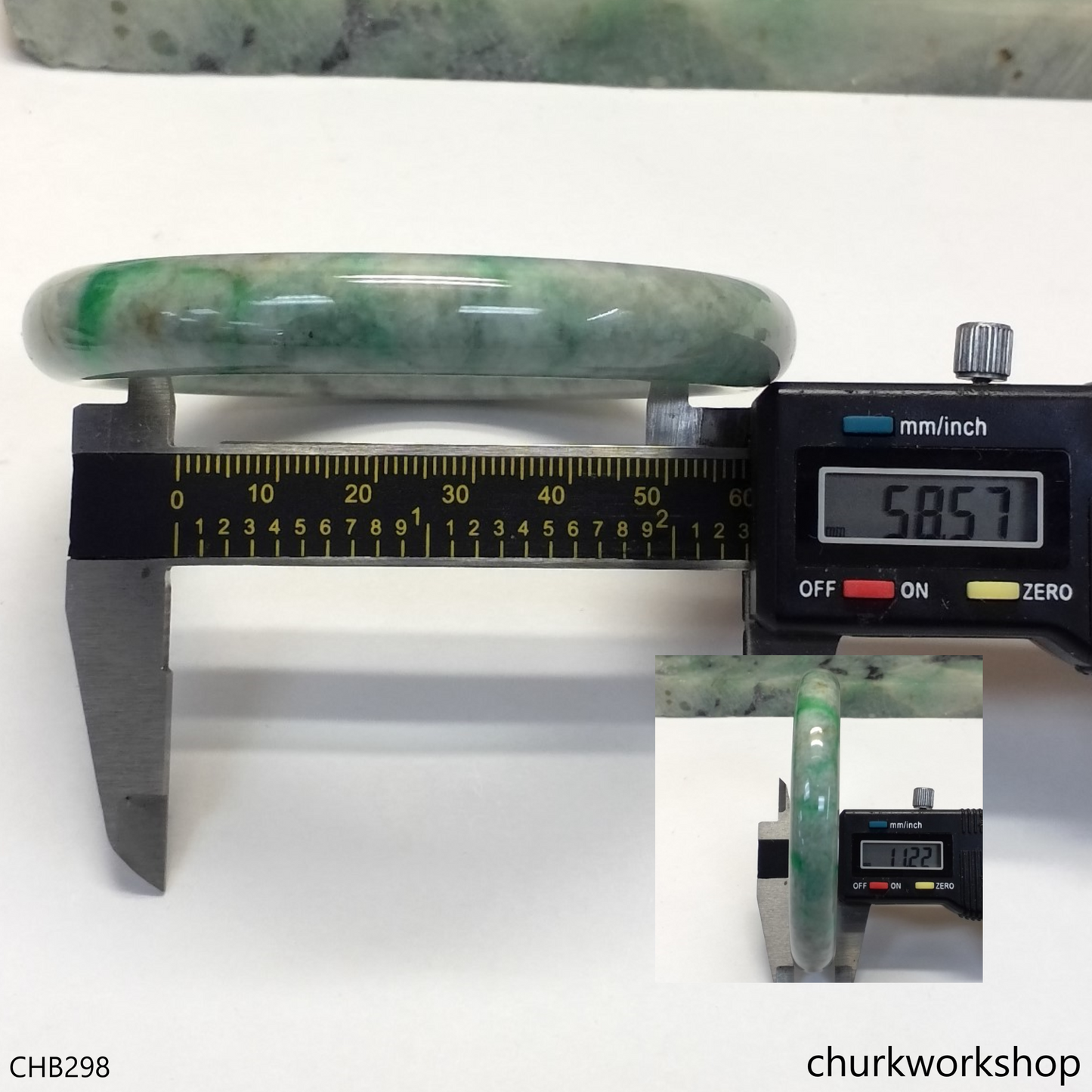 Grayish base with green jade bangle