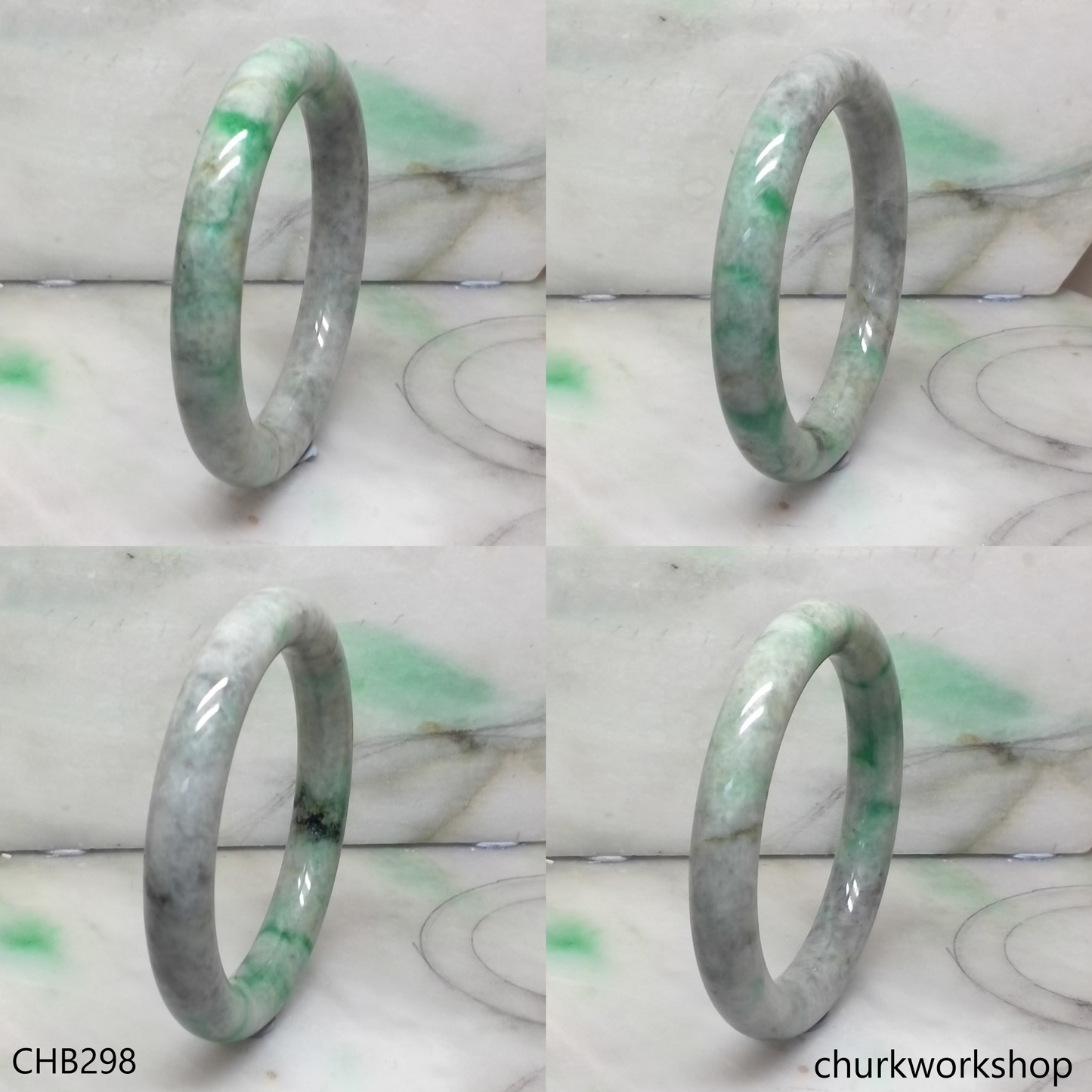 Grayish base with green jade bangle