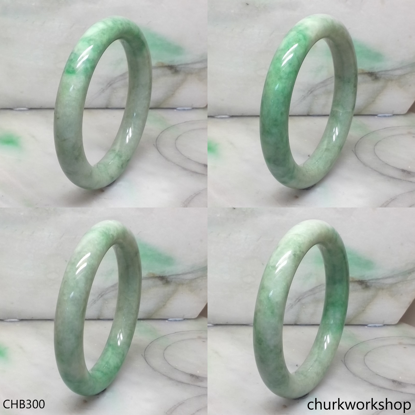 Light green with splotches green jade bangle