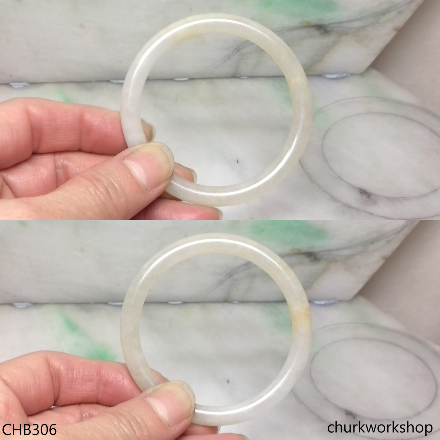 Pale yellowish lavender jade bangle