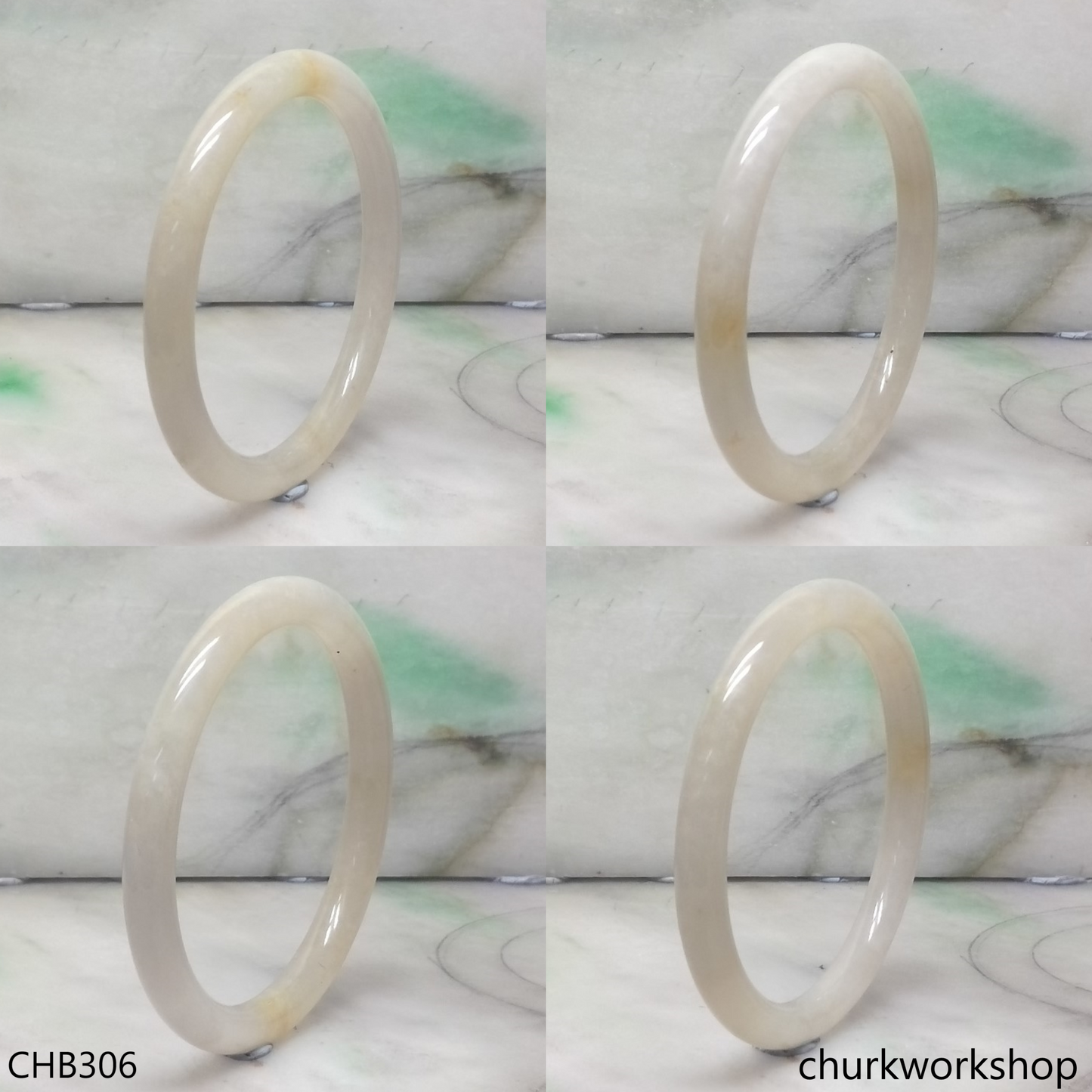 Pale yellowish lavender jade bangle