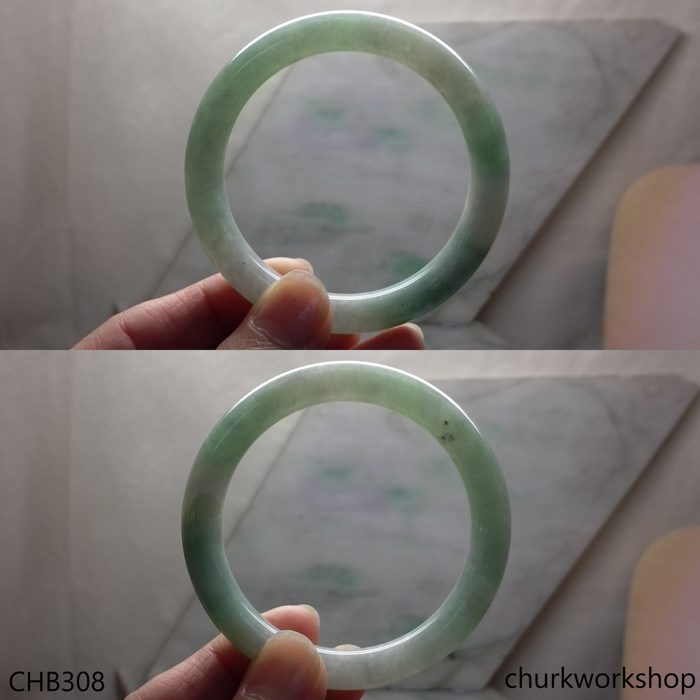 Pale green jade bangle