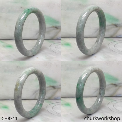 Grayish with splotches green jade bangle