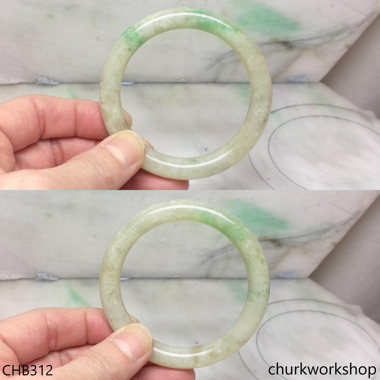 Light green with splotches green jade bangle