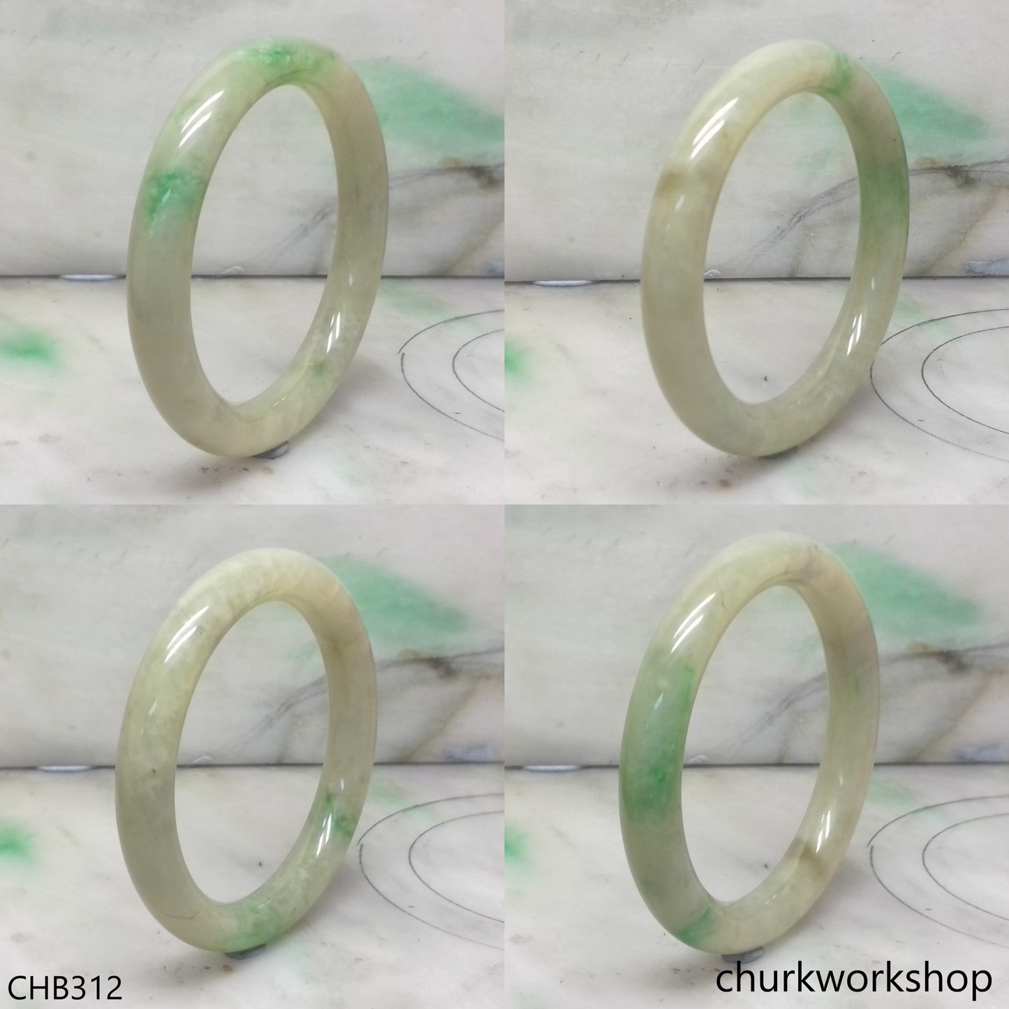 Light green with splotches green jade bangle