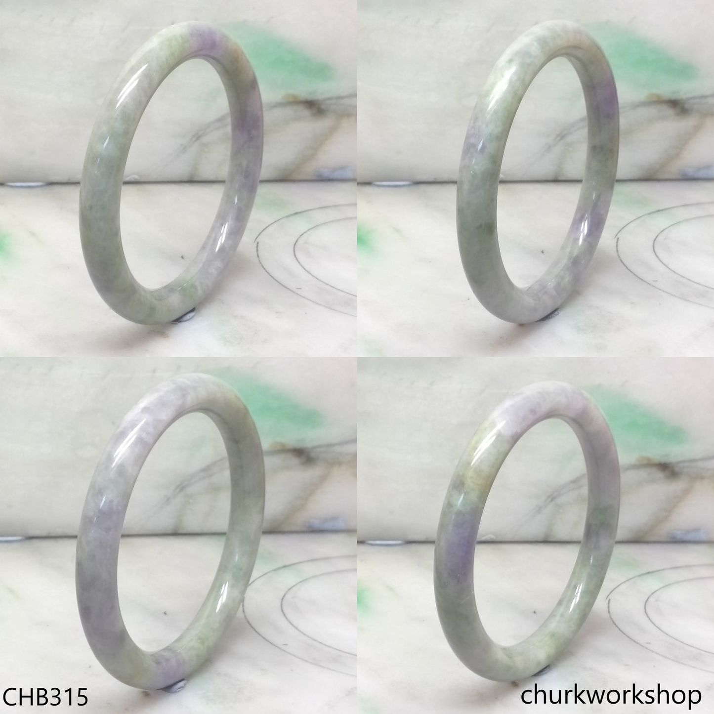 Light green mix lavender jade bangle
