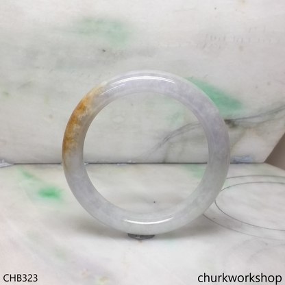 Light green & lavender with splotches brown jade bangle
